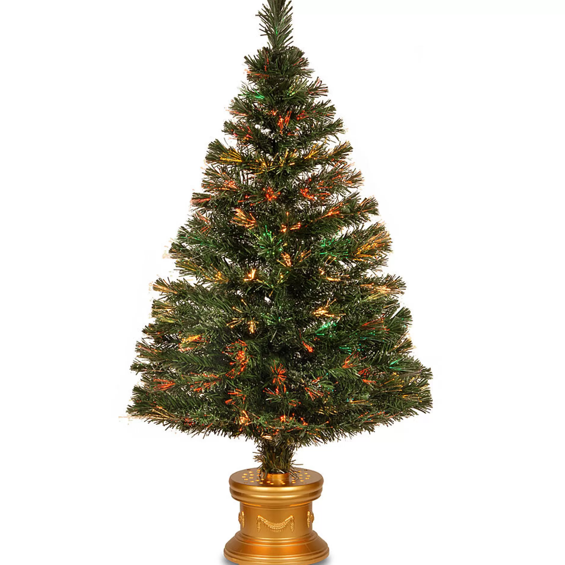 Best Sale 4' X 26" Pre-Lit Medium Pine Artificial Christmas Tree - Multi-Color Lights - 31422920 Fiber Optic