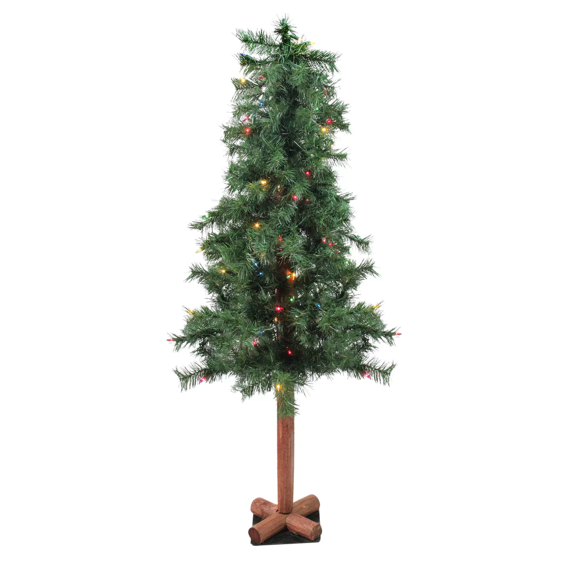 Best Sale 4' X 24" Pre-Lit Traditional Woodland Alpine Artificial Christmas Tree - Multi Lights Pre-Lit