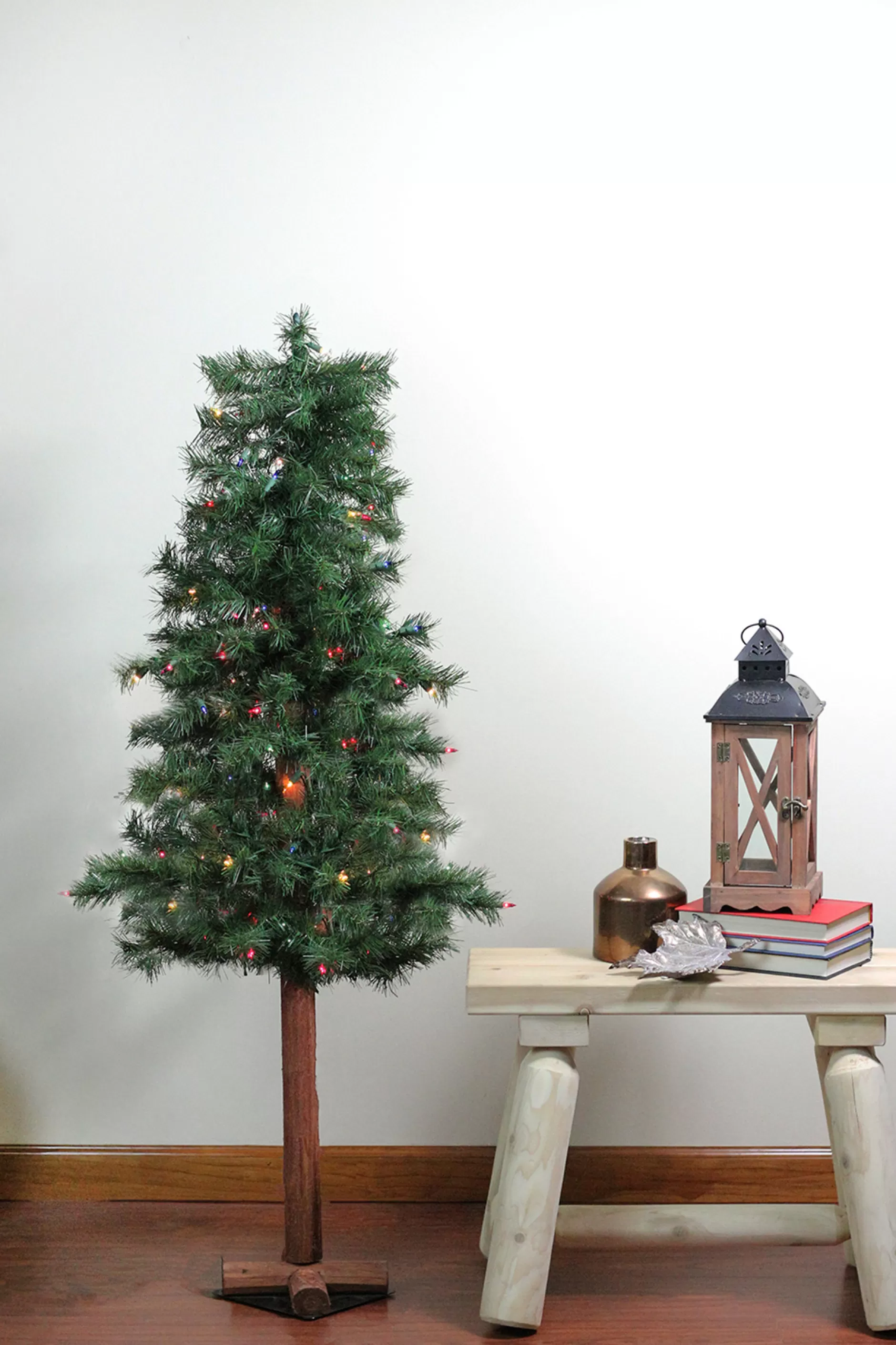 Best Sale 4' X 24" Pre-Lit Traditional Woodland Alpine Artificial Christmas Tree - Multi Lights Pre-Lit